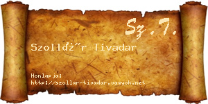 Szollár Tivadar névjegykártya